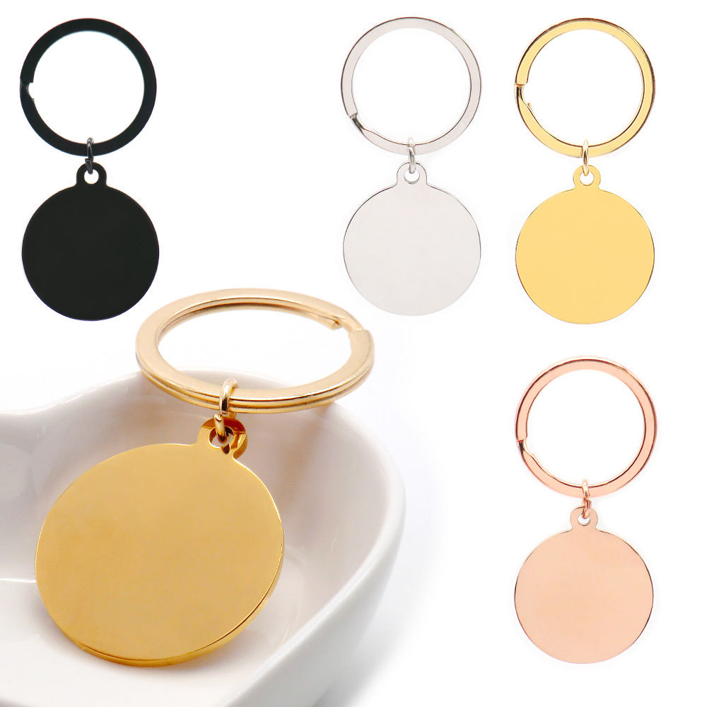 Stainless Steel Mirror Polished  Disc Round Dog Tag Charm Pendant For Bracelet Necklace DIY Jewelry Key Ring