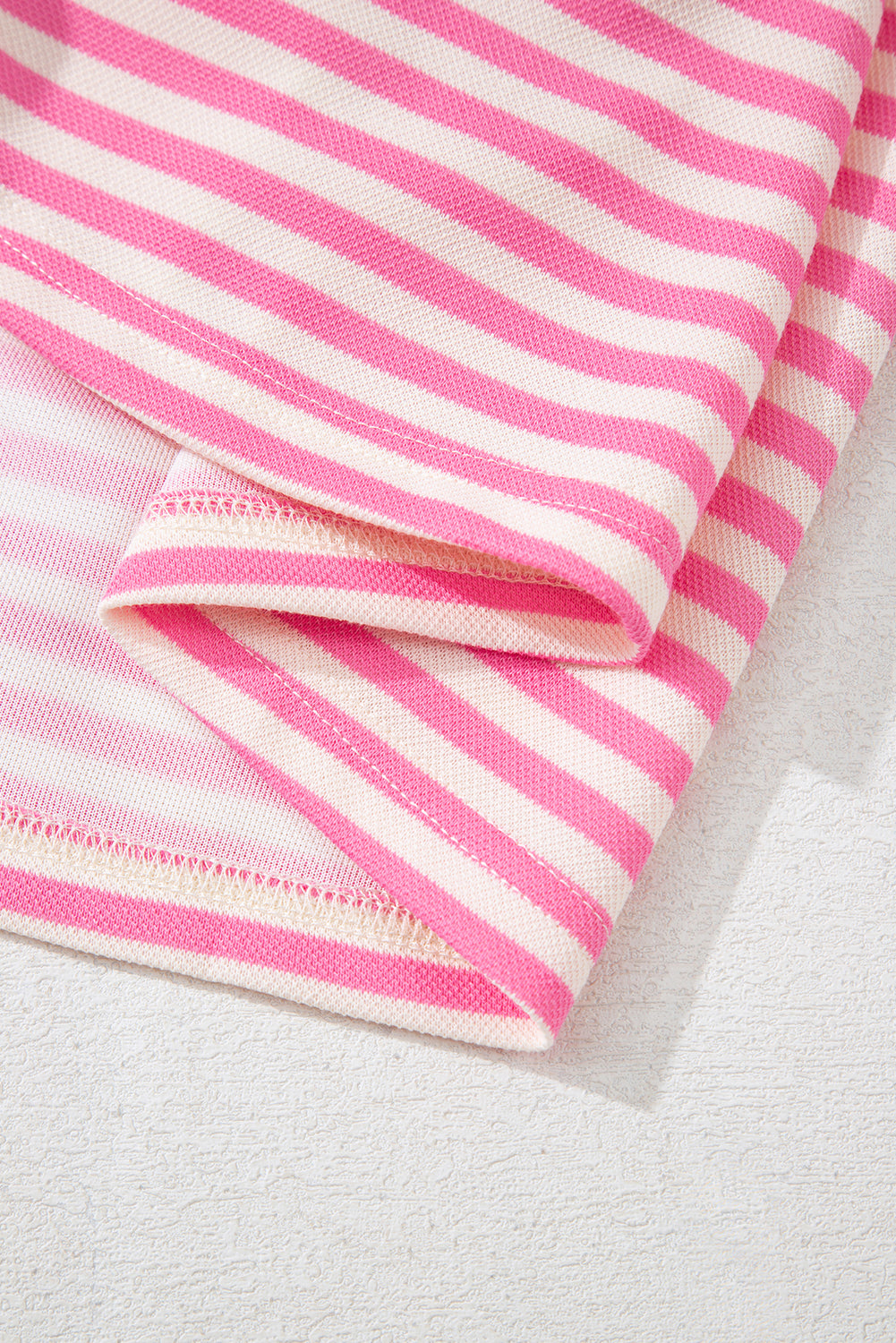 Pink Striped Bowknot Backless Drop Sleeve T-Shirt - HieuLuxe