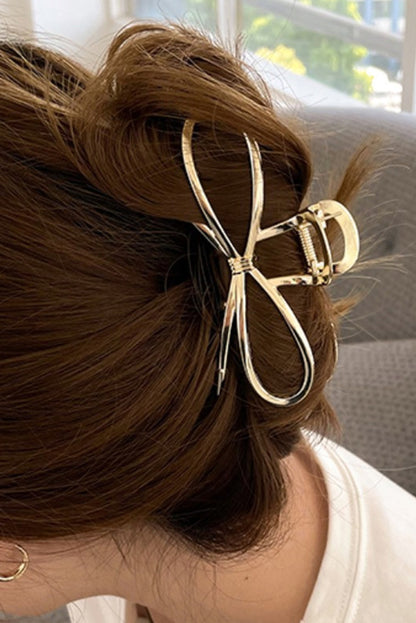 Gold Casual Bowknot Shape Metal Claw Clip - HieuLuxe