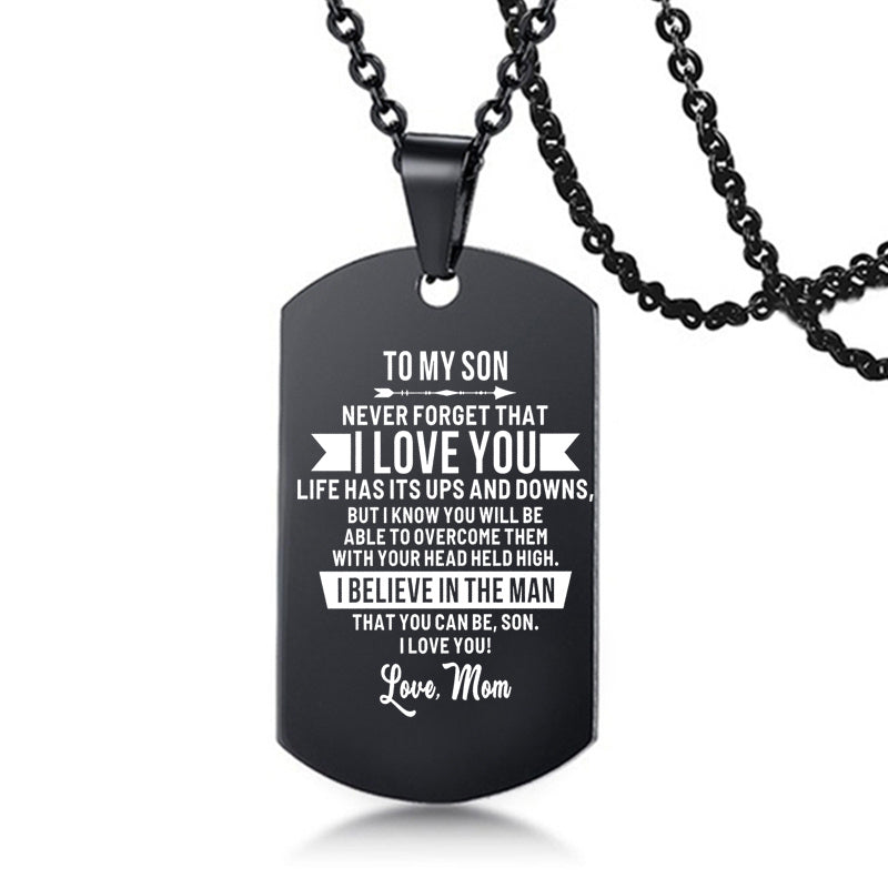 To My Son Love Dad Mom Stainless Steel Pendant Inspirational Necklace - HieuLuxe