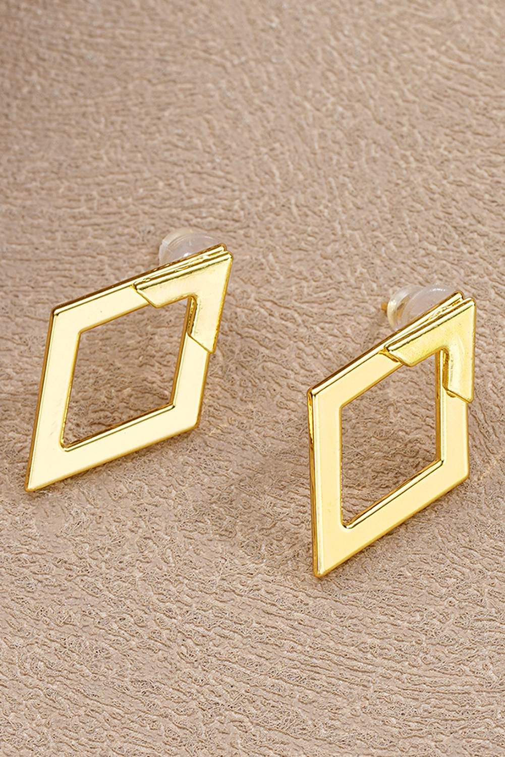 Gold Geometric Shape Stud Earrings - HieuLuxe