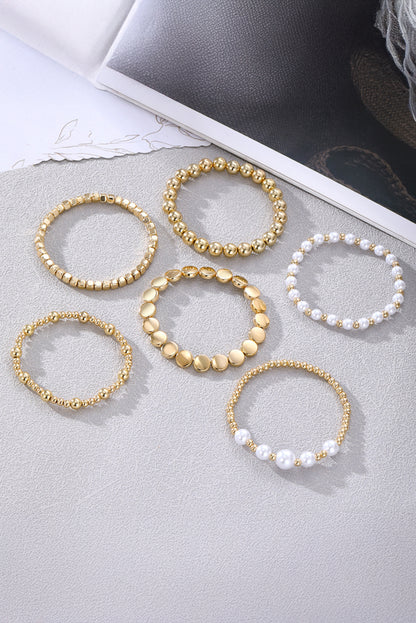 Gold Minimalist Pearl Beaded Bracelet Set - HieuLuxe