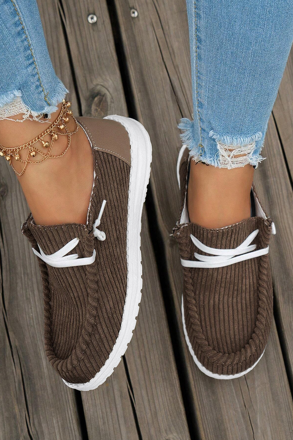 Coffee Lace Up Casual Shoes - HieuLuxe