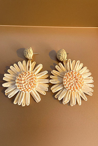 White Boho Flower Drop Earrings - HieuLuxe