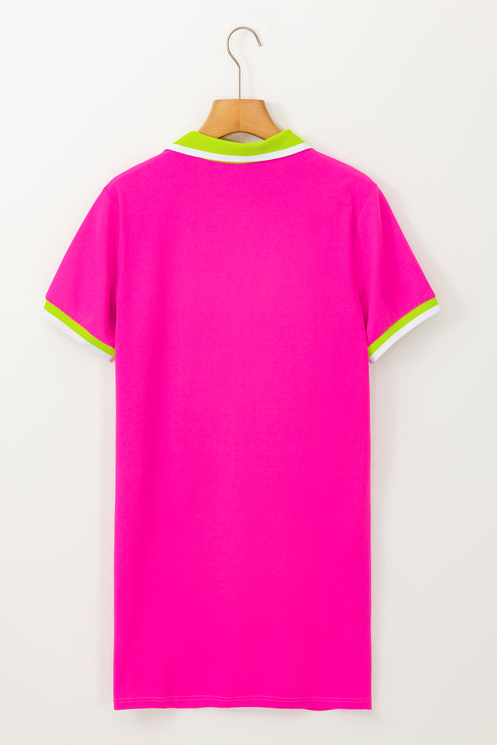 Rose Red Pop of Color Neckline T-shirt Dress - HieuLuxe