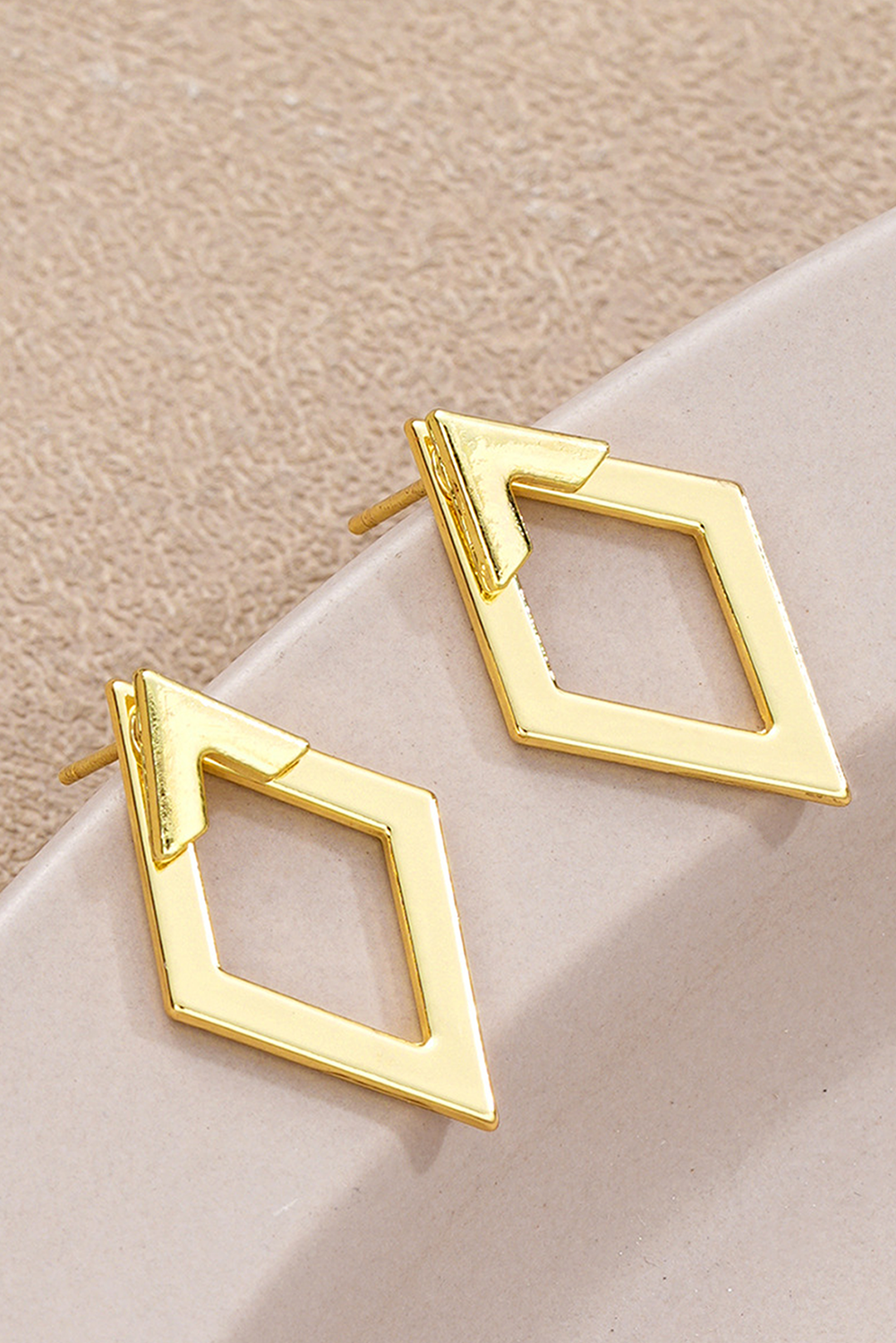 Gold Geometric Shape Stud Earrings - HieuLuxe