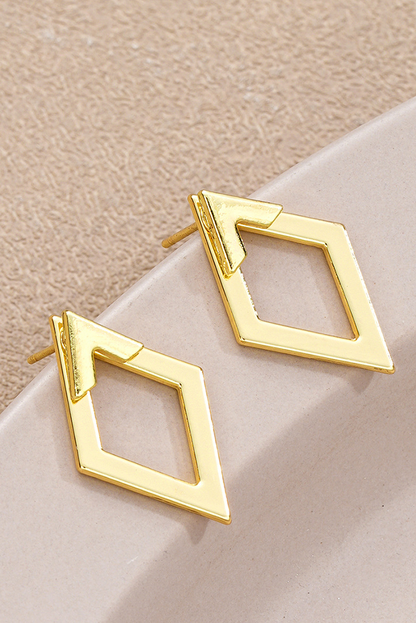 Gold Geometric Shape Stud Earrings - HieuLuxe