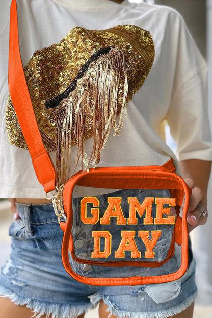Orange Chenille GAME DAY Pattern Clear Bag - HieuLuxe