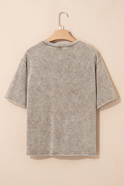 Parchment Mineral Washed Letter Graphic Top - HieuLuxe