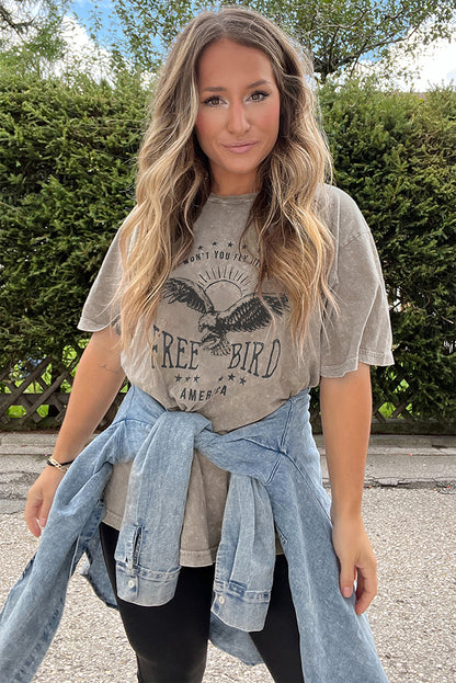 Parchment Mineral Washed Letter Graphic Top - HieuLuxe