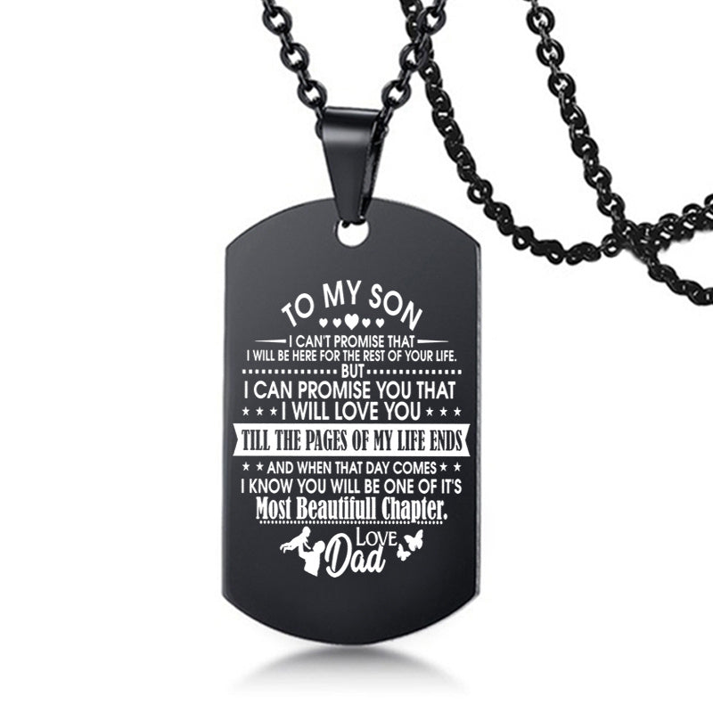 To My Son Love Dad Mom Stainless Steel Pendant Inspirational Necklace - HieuLuxe