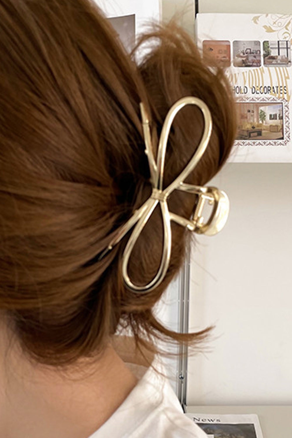 Gold Casual Bowknot Shape Metal Claw Clip - HieuLuxe