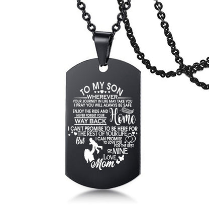 To My Son Love Dad Mom Stainless Steel Pendant Inspirational Necklace - HieuLuxe