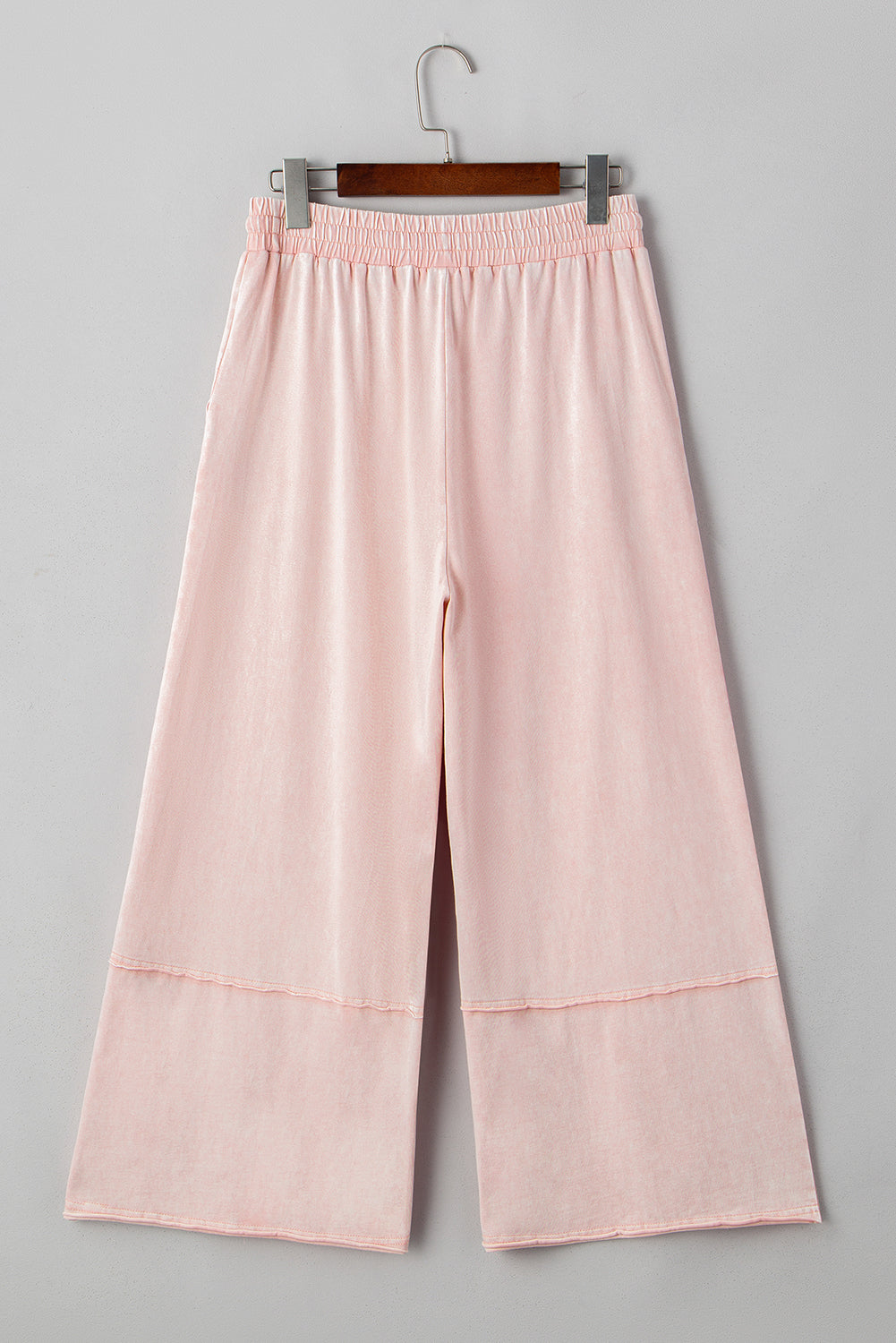 Pink Flower Patch Mineral Washed Cropped Wide Leg Pants - HieuLuxe