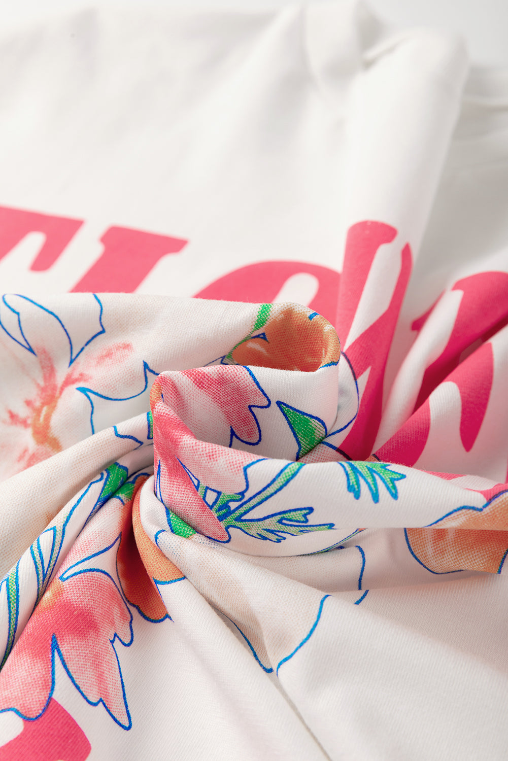 White FLOWER MARKET Letter Graphic T Shirt - HieuLuxe