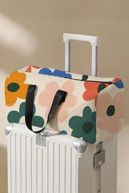 White Floral Quilted Tote Bag - HieuLuxe