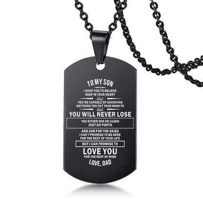 To My Son Love Dad Mom Stainless Steel Pendant Inspirational Necklace - HieuLuxe