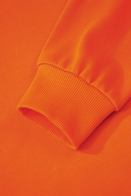 Orange Preppy Striped Sleeve Loose Sweatshirt - HieuLuxe