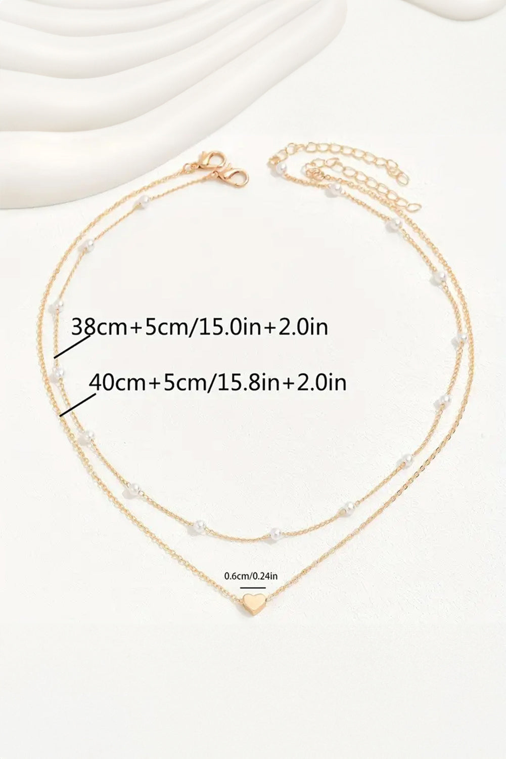 Gold Pearl Heart Chain Necklace - HieuLuxe