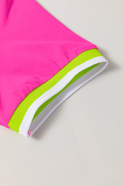 Rose Red Pop of Color Neckline T-shirt Dress - HieuLuxe