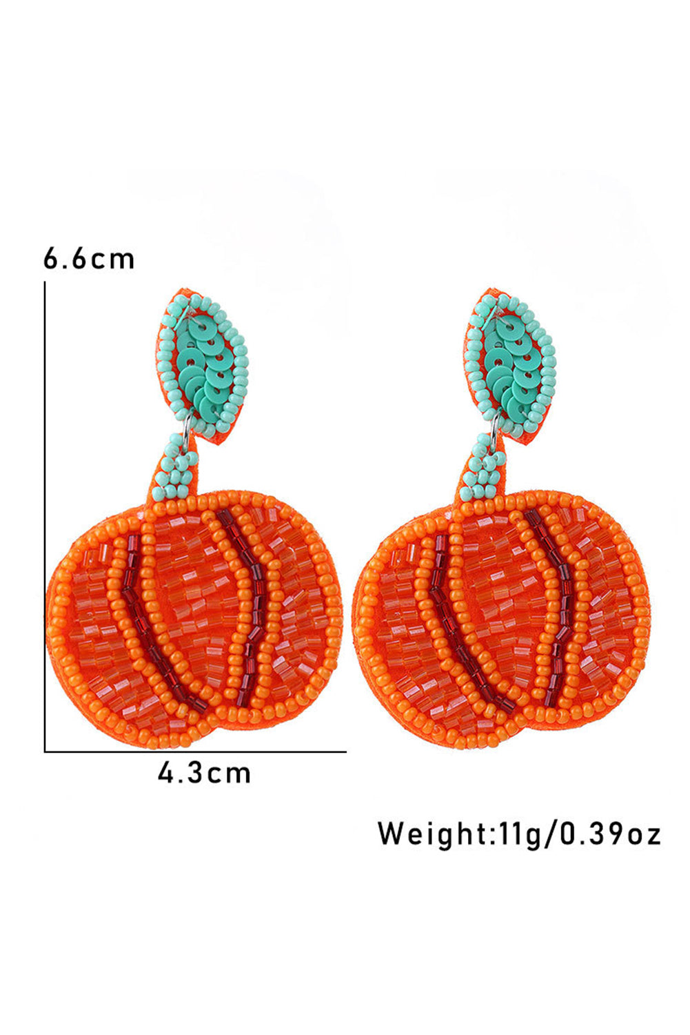 Orange Halloween Pumpkin Rice Beaded Drop Earrings - HieuLuxe