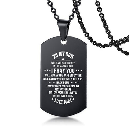 To My Son Love Dad Mom Stainless Steel Pendant Inspirational Necklace - HieuLuxe