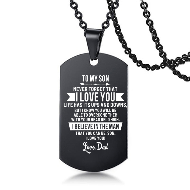 To My Son Love Dad Mom Stainless Steel Pendant Inspirational Necklace - HieuLuxe