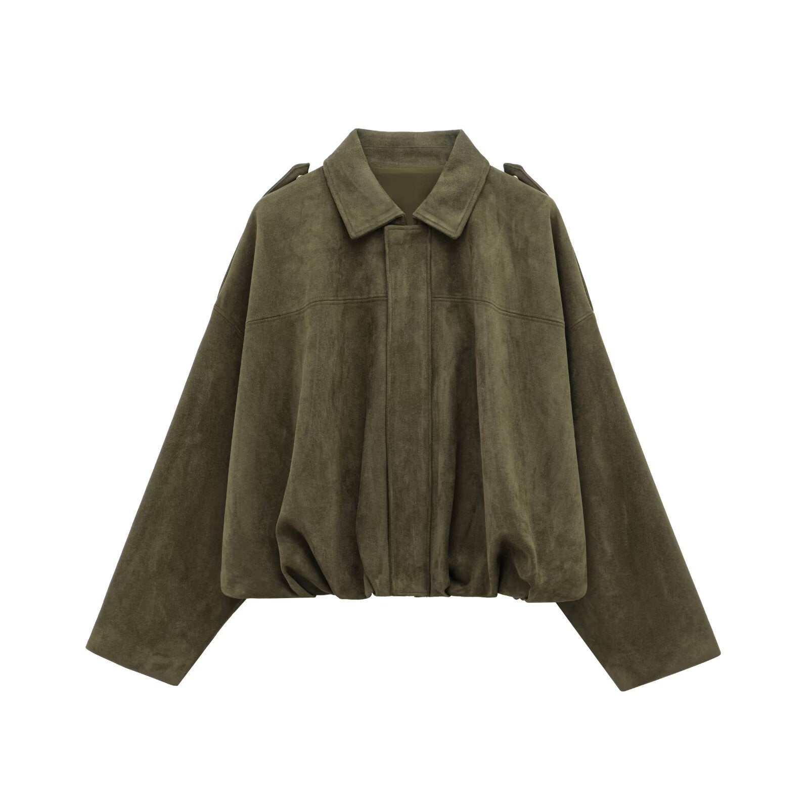 Green Suede Bomber Jacket Coat