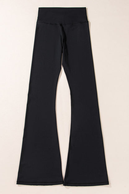 Black V Shape High Waist Flared Leggings - HieuLuxe