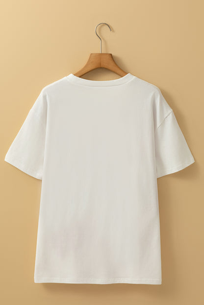 White FLOWER MARKET Letter Graphic T Shirt - HieuLuxe