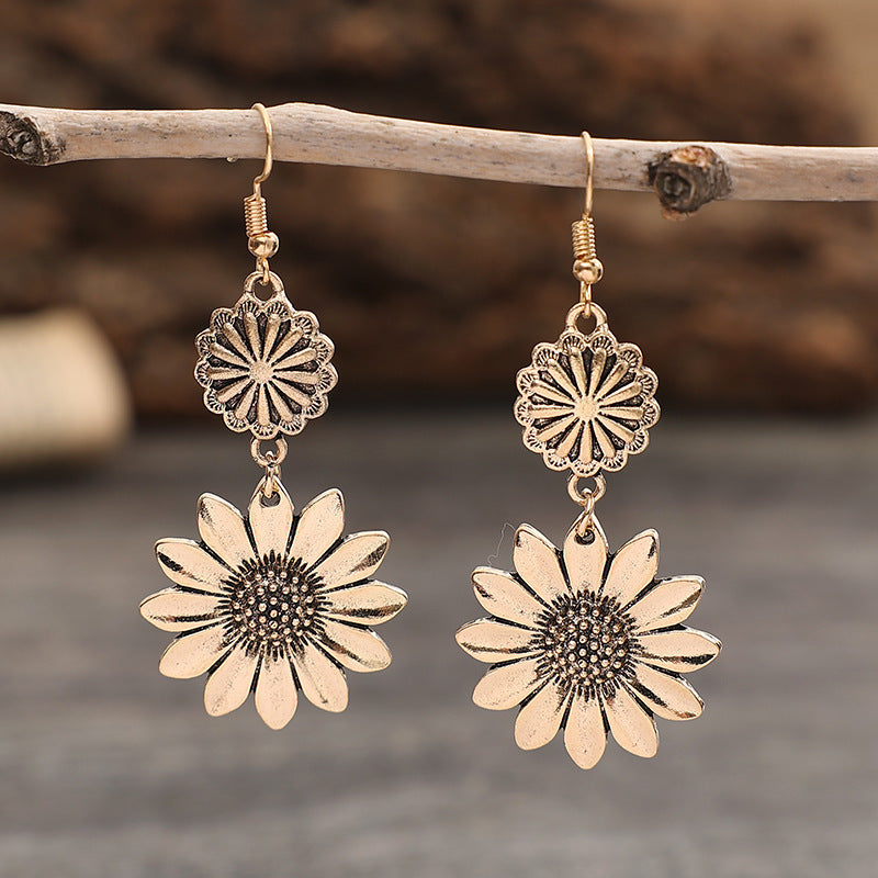 Retro Sunflower Earrings INS Fashion Jewelry Gift Women