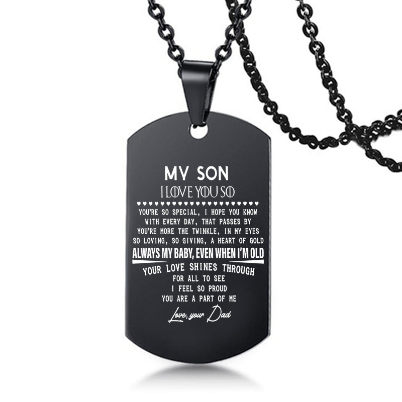 To My Son Love Dad Mom Stainless Steel Pendant Inspirational Necklace - HieuLuxe