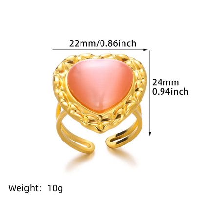 Retro Stainless Steel Heart-shaped Pendant Ring Personality All-match