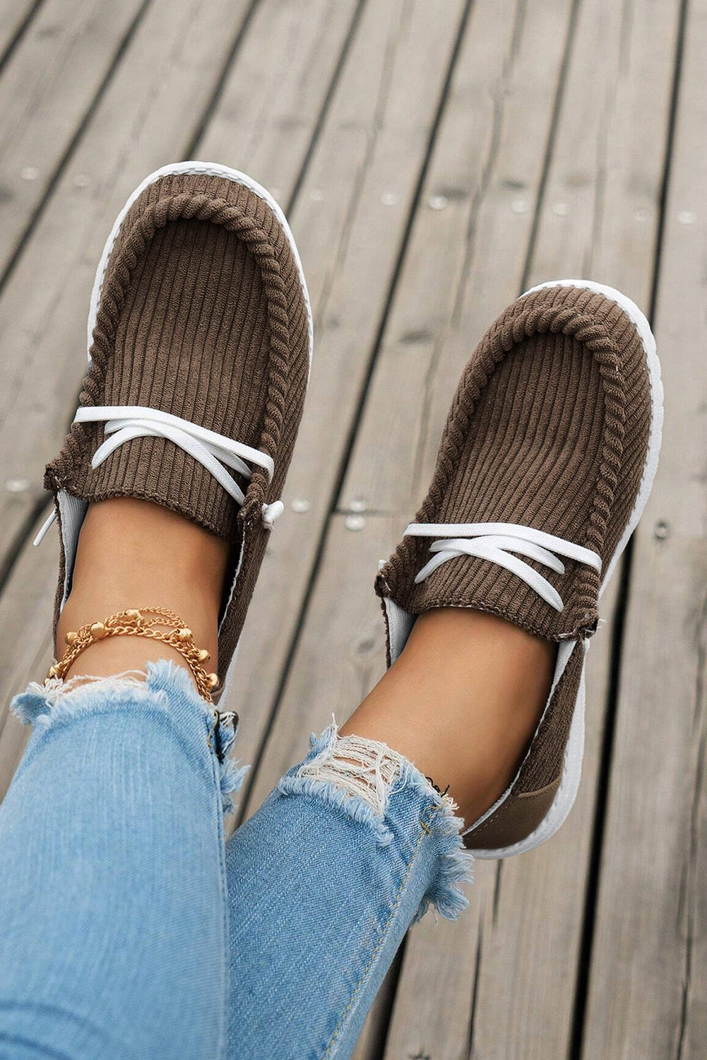 Coffee Lace Up Casual Shoes - HieuLuxe